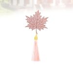 2 Pcs Metal Bookmark Bookmarks Leaf Shaped Tassel