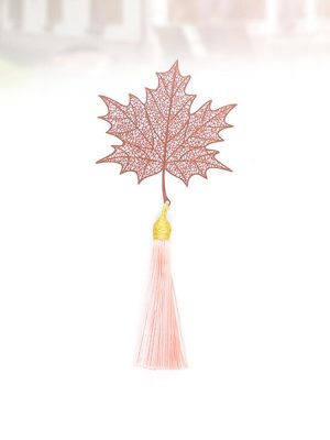 2 Pcs Metal Bookmark Bookmarks Leaf Shaped Tassel