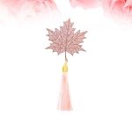 2 Pcs Metal Bookmark Bookmarks Leaf Shaped Tassel