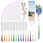 30 Sets Sublimation Blank Bookmarks with Clear Bookmark Sleeves Tassels and Self-Sealing Bags, Heat Transfer Metal Aluminum DIY Bookmark with Hole for Crafts Reading School Office Supplies