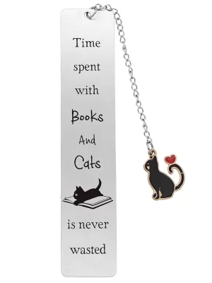 Stainless Steel Bookmarks Cats Pendant Bookmarks Book Mark Book Page Divider Appreciation Teacher Reader Friend