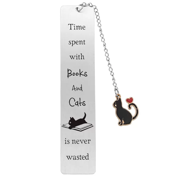 Stainless Steel Bookmarks Cats Pendant Bookmarks Book Mark Book Page Divider Appreciation Teacher Reader Friend