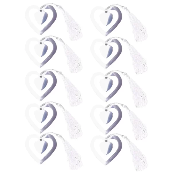 10pcs Metal Bookmarks Hollow Heart with Tassels Novelty Bookmarker Cards for Adults Office School Kids Gifts