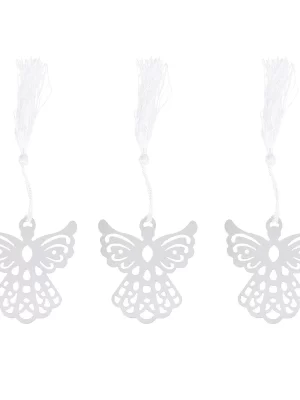 Silver Metal Angel Bookmark Wedding Party Favors with Tassel Pack of 6