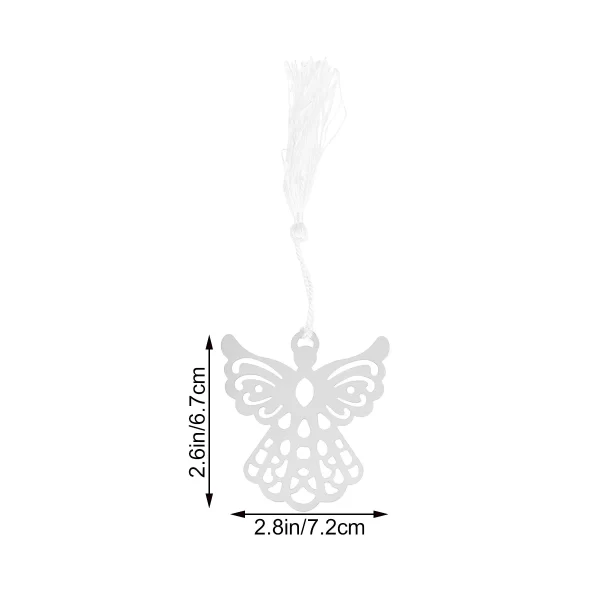 Silver Metal Angel Bookmark Wedding Party Favors with Tassel Pack of 6