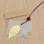 4 Pcs Gold Metal Leaf Bookmark Corrosion-resistant Golden