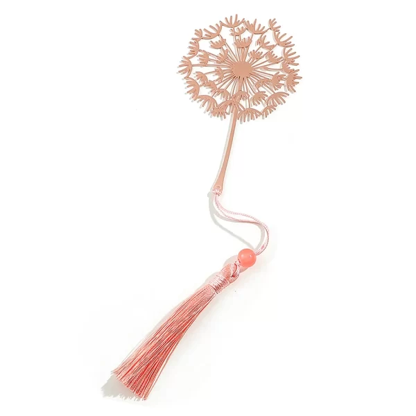 Plant Vein Bookmark with Exquisite Tassel Hollow Design Classical Metal Leaf Page Marker Teacher Student Gift Rose Gold Size B