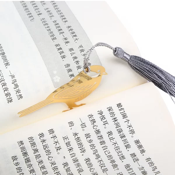 Creative Gold Bird Bookmark Tassel Bookmark Chinese Folk National Collectibles Metal Bookmarks Vintage Stationery