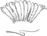 10 Pack Bookmarks Metal Carved Hook Antique Tibetan Silver Mixed(About 120mm)