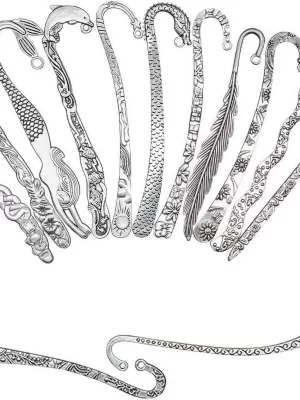10 Pack Bookmarks Metal Carved Hook Antique Tibetan Silver Mixed(About 120mm)