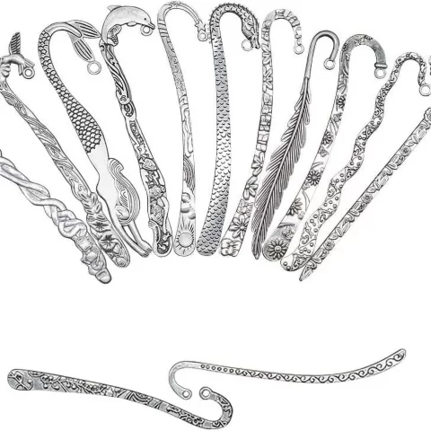 10 Pack Bookmarks Metal Carved Hook Antique Tibetan Silver Mixed(About 120mm)