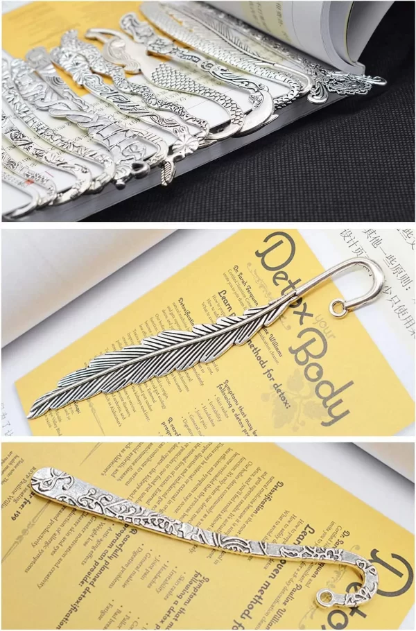 10 Pack Bookmarks Metal Carved Hook Antique Tibetan Silver Mixed(About 120mm)