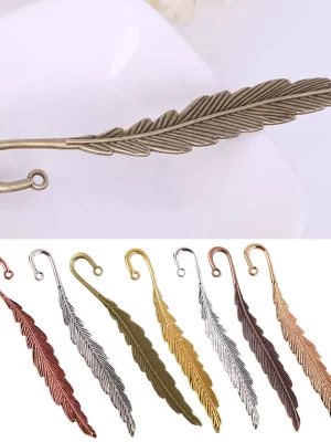 2Pcs Feather Bookmark Metal Book Mark Page Reading DIY Gifts Stationery for Home Study School Office