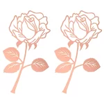 2 Count Rustic Metal Bookmarks Flower Leaf for Children Man Rose Gold