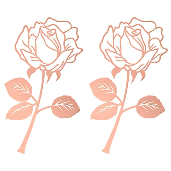 2 Count Rustic Metal Bookmarks Flower Leaf for Children Man Rose Gold