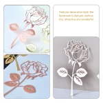 2 Count Rustic Metal Bookmarks Flower Leaf for Children Man Rose Gold