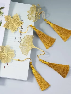 4 Pcs Bookmark,Premium Copper Bookmark Tassels,Vintage-Style Book Marks for Reading with Elegant Tassels
