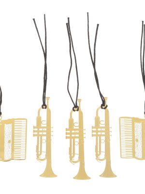 5 Pcs Musical Instrument Metal Bookmarks Lovely Key Decors Black
