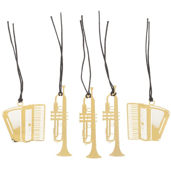 5 Pcs Musical Instrument Metal Bookmarks Lovely Key Decors Black